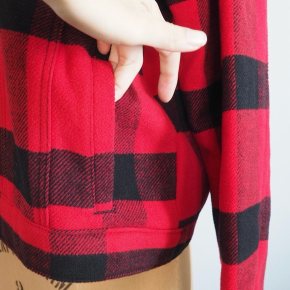 GAP Red and Black Jean Jacket with Luxurious Faux Fur Collar Retro - Picture 5 of 8